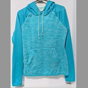 Danskin Now Women's Blue/Teal Hooded Sweatshirt with Thumb Holes, size XL